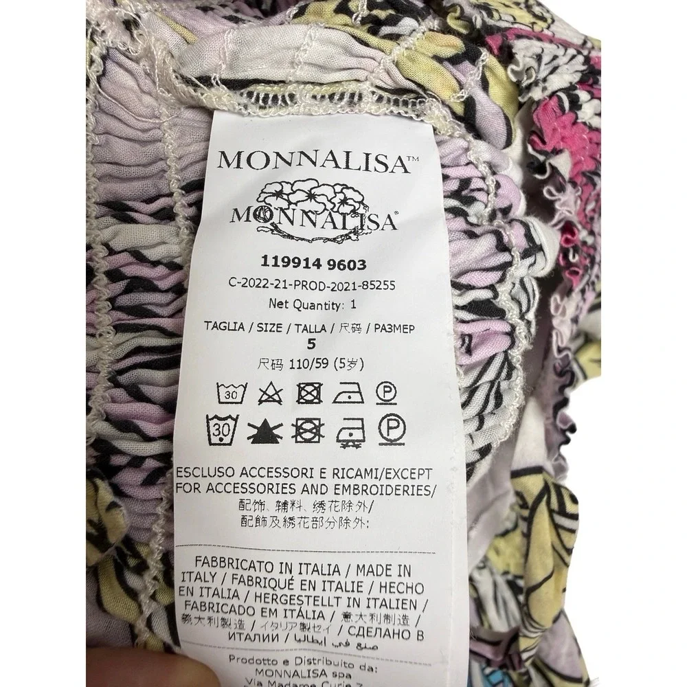 monnalisa Looney Tunes Muslin Dress Girls Size 5 Italian Luxury Off The Shoulder